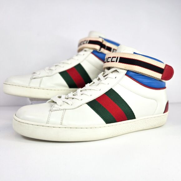 Gucci Stripe Ace High Top Sneakers White Web Strap US 7.5 men / 9 women main image 5